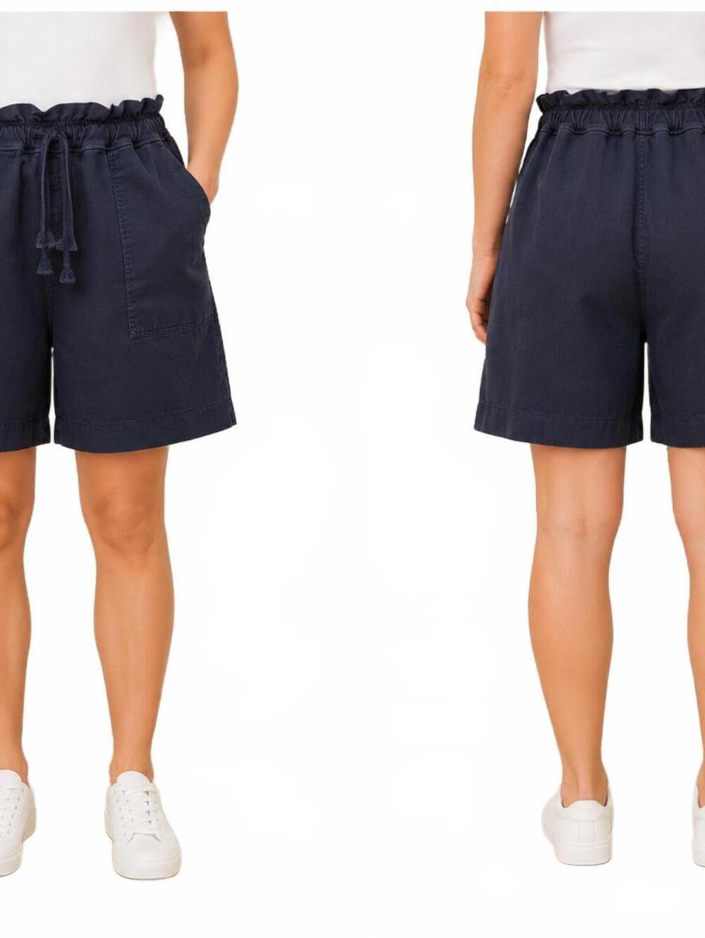 Baci Trade Llc Made In Italy Ladies Navy Blue 100% Cotton High Waist Bermuda Sty
